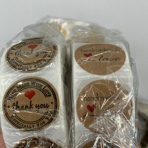 1500 stickers 3 Rolls Self Adhesive Sticker HANDMADE WITH LOVE NEW Tax Write off